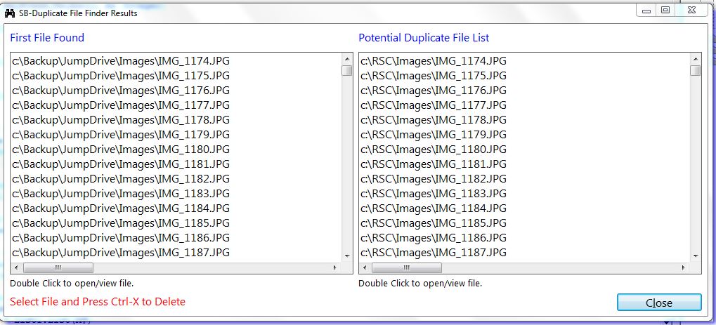 SB-Duplicate File Finder Results Page