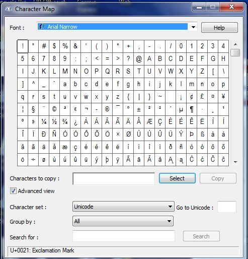 SB-ASCII Manager Character rMap