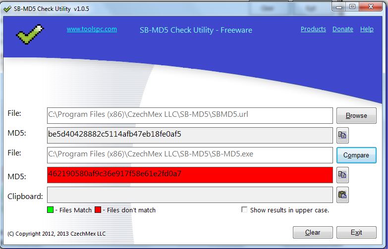 SB-MD5 Calculator Files don’t match