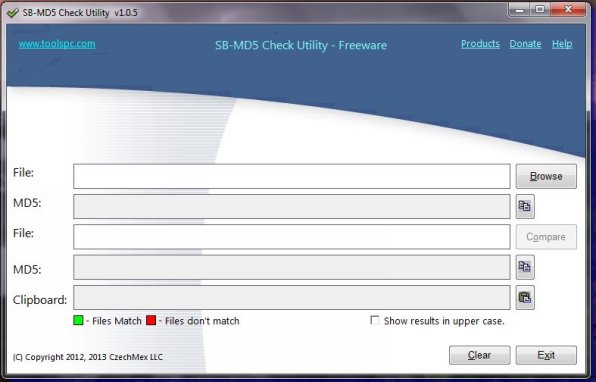 SB-MD5 Calculator Main Screen